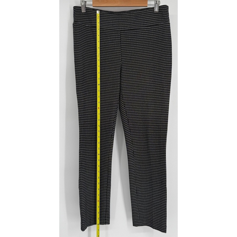 Adrienne Vittadini Black White Micro Grid Pull On Straight Leg Pants Womens Sz L - Picture 2 of 11